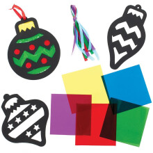 Baker Ross FX377 Christmas Bauble Stained Glass Decoration Kits