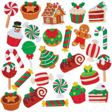 Baker Ross FN627 Christmas Sweet Treats Foam Stickers - Pack of 120, Colourful Christmas Stickers Perfect for Christmas Crafts, Cards