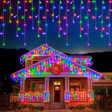 EcoNour Icicle Lights Outdoor Christmas Lights 1000 LED 35M Multicolor Decorations String Fairy Lights with Timer for Xmas Garden & Party