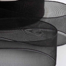 Organza Ribbon 20mm Black 46 metres / 50 Yards. Scrapbooking, Gift Wrapping, Home Deco, Sewing, Party Decorations, Weddings, Christmas Crafts, Bows