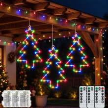 3 Pack Christmas Window Lights,LED Christmas Tree Window Decorations with 120 LEDs,Win-dow Decorations with Remote,8 Lighting
