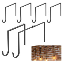 6Pcs Outdoor No Drill String Light Hooks,6-11 inch Adjustable Wall Hooks for Hanging Fairy Lights,Carbon Steel Garden Hook for Christmas