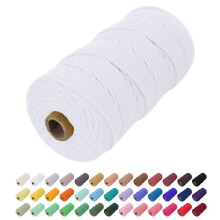 Uiopa Macrame Cord 2mm x 200m, Natural Cotton Cord Coloured Macrame Yarn Soft Rope, Macrame String Cotton Twine for Crafts, Plant Hanger