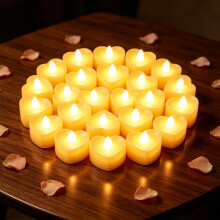 24 Pack Heart LED Tea Lights,Battery Operated Flameless Candles with Warm White Flickering Light,Realistic Electric Tea Light Candles for