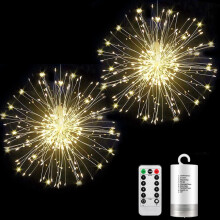FBSPORT Firework Lights for Christmas Indoor Outdoor Battery Operated Fairy Led Starburst Light Garden Party Wedding Decorations Waterproof with 8