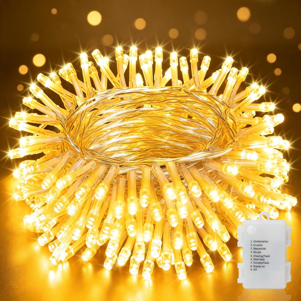 Fairy Lights Battery Operated Waterproof Twinkle String Light 10m 100LED | 8 Modes Warm White Fairy Light String 6 Hours Repeat Timer Christmas Decorations for Party Room Window Garden Indoor Outdoor - Image 2