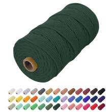 Uiopa Macrame Cord 2mm x 200m, Natural Cotton Cord Coloured Macrame Yarn Soft Rope, Macrame String Cotton Twine for Crafts, Plant Hanger