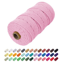 Uiopa Macrame Cord 2mm x 200m, Natural Cotton Cord Coloured Macrame Yarn Soft Rope, Macrame String Cotton Twine for Crafts, Plant Hanger