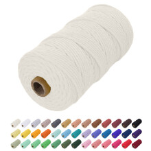 Uiopa Macrame Cord 2mm x 200m, Natural Cotton Cord Coloured Macrame Yarn Soft Rope, Macrame String Cotton Twine for Crafts, Plant Hanger