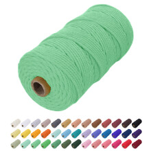 Uiopa Macrame Cord 2mm x 200m, Natural Cotton Cord Coloured Macrame Yarn Soft Rope, Macrame String Cotton Twine for Crafts, Plant Hanger