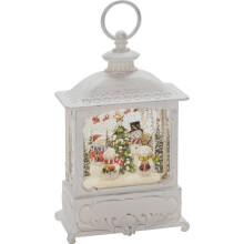 Konstsmide LED Snow Globe Lantern Snowman Family Scene Reindeers and Sleigh/Water Filled/Christmas Decorations Indoor Use (IP20) / Battery Operated:
