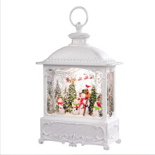 Konstsmide LED Snow Globe Lantern Santa Sleigh with Reindeers and Village / Water Filled / Christmas Decorations Indoor Use (IP20) / Battery