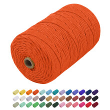 Uiopa Macrame Cord 3mm x 200m, Thick Macrame Rope Yarn Soft Natural Cotton Cord, Coloured 4-Ply Macrame String for DIY Craft, Plant Hangers