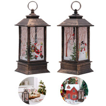 Christmas Lanterns Indoor 2PCS Christmas Decorations Lights Christmas Lanterns Outdoor Vintage Candle with LED Tea Light Santa Claus and Snowman Xmas