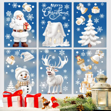 Christmas Window Stickers, BeiHeng 9 Sheets 190PCS Large Double Sides Christmas Window Clings White 3D Window Decals for Glass Windows Christmas