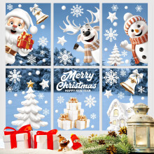 Christmas Window Stickers, BeiHeng 9 Sheets 146PCS Large Double Sides Christmas Window Clings White 3D Window Decals for Glass Windows Christmas