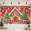 Merry Christmas Banner Red Christmas Decorations Gingerbread Man Backdrop 1
