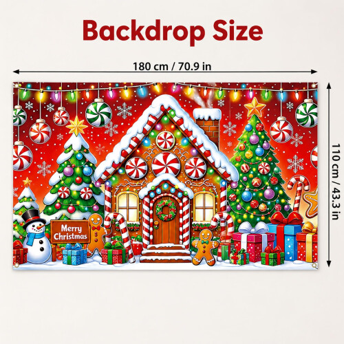 Merry Christmas Banner Red Christmas Decorations Gingerbread Man Backdrop 1