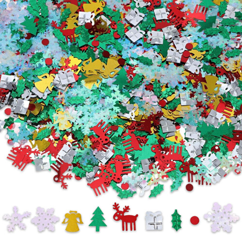 60g Christmas Glitter Confetti, Xmas Table Decorations Sequins Sprinkles