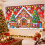 Merry Christmas Banner Red Christmas Decorations Gingerbread Man Backdrop 7