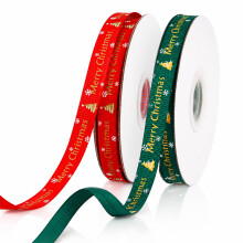2Rolls Christmas Ribbon 25 Yards Each for Gift Wrapping Holiday Decorations