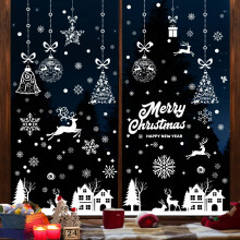 192 PCS Christmas Window Stickers Reusable, Double Sided Christmas Window Decorations PVC Static Snowflake Window Stickers White for Xmas Window