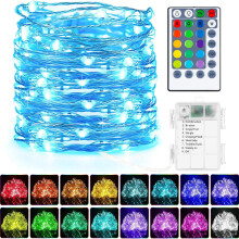 LED Fairy Lights with Battery Indoor 50 LED 16 Colour Changing Battery RGB Fairy Lights Super Bright Lights with Remote Control Timer for Christmas
