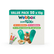Webbox Lick-e-Lix Cat Treats Variety Value Pack - Kitten Friendly, Grain Free, No Artificial Preservatives or Colours (50 Pack)
