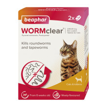 Beaphar - WORMclear Tablets for Cats - 2 Tablet Pack - Kills All Common UK Intestinal Worms (Roundworms & Tapeworms) - Vet Strength Worm Treatment -