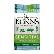 Burns Sensitive – Dry Dog Food – Adult & Senior – Pork & Potato 12kg – Complete Food - Made with Natural Ingredients - Hypoallergenic - Novel