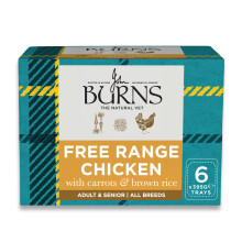Burns Wet Dog Food - Free Range Chicken with Carrots and Brown Rice - Adult & Senior - 6 x 395g - Made with Natural Ingredients - Hypoallergenic - Si