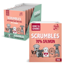 Scrumbles • Wet Dog Food • Hypoallergenic • All Lifestages • Salmon 70% • 2.76kg (7 Trays x 395g) • Natural Complete Adult Recipe • Gut