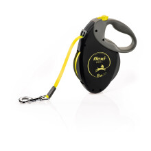 flexi Giant L | 8 m Retractable Tape Leash for Dogs up to 50 kg | Black/Neon Yellow | Retractable Dog Lead | Weight: 630 g | Dimensions: 15.2 x 20.8