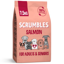 Scrumbles • Dry Dog Food • Hypoallergenic • All Lifestages • Salmon • 7.5kg Bag • Natural Complete Adult Recipe • Gut Friendly Prebiotic