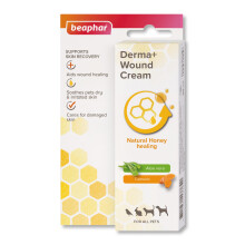 Beaphar - Derma+ Wound Cream for Pets 30ml – First aid soothing cream with honey, Aloe vera & turmeric - Supports skin recovery, wound healing & soo
