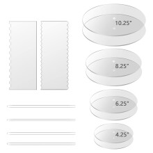 Acrylic Cake Disc, Clear Cake Decorating Supplies with 8 Round Acrylic Discs,2 Icing Scraper and 4 Center Dowel