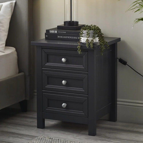Maine 3 Drawer Bedside - Anthracite