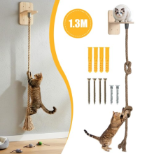 Wall Mounted Cat Climbing Post Platform 1.3 M Cat Scratching Rope Cats Playing