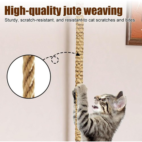 Wall Mounted Cat Climbing Post Platform 1.3 M Cat Scratching Rope Cats Playing 2