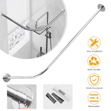 Shower Curtain Rail L Shaped Shower Curtain Rod Extendable Corner Curtain Pole