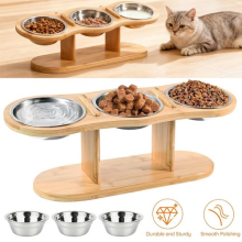 Raised Cat Bowl Tilted Elevated Cat Feeding Station With 3 Stainless Steel Bowls