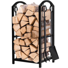 Heavy Duty Metal Firewood Log Rack Wood Storage Firewood Holder Indoor & Outdoor