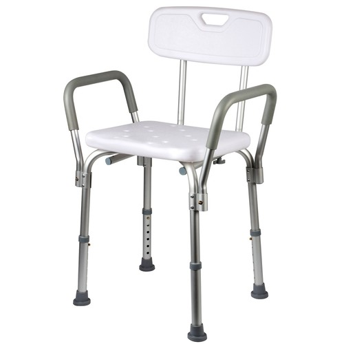 Shower Chair Bath Bench Seat Stool with Back Arms Adjustable Height 350lbs