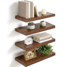 Floating Shelves for Wall Shelf Farmhouse Decor 16 Inch Set of 4, Rustic Brown
