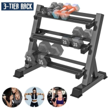 Dumbbell Rack Storage Stand Hex Weight Heavy Duty 3 Tier Wide Home Gym Fitness