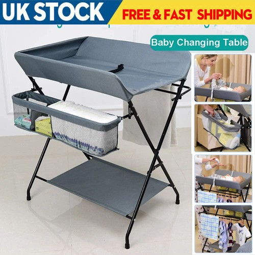 Baby Changer Unit Table Folding Nursery Unit Changing Station Storage Organizer