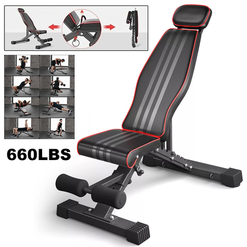 Weight Bench Adjustable Foldable Strength Training Full Body Workout Incline Gym 2