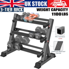 Dumbbell Rack Storage Stand Hex Weight Heavy Duty 3 Tier Wide Home Gym Fitness