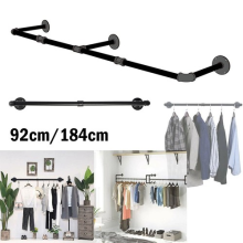 92-184CM Industrial Pipe Clothing Rack Wall Mounted Clothes Rail Hanging Rack UK
