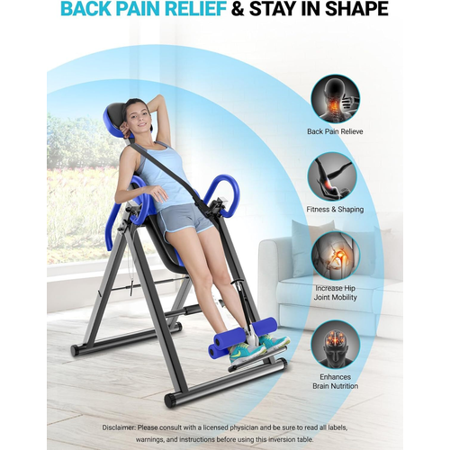GRAVITY INVERSION TABLE FOLDABLE BACK NECK PAIN EXERCISE THERAPY BENCH UK STOCK 1